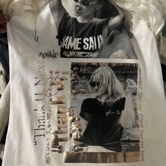 NWT MYASTREET Ivory Polka Dot Mesh Tunic Top Long Sleeve Stretch One Size - Picture 4 of 7